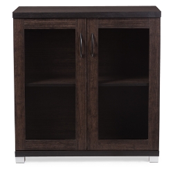 Baxton Studio Zentra Modern and Contemporary Dark Brown Sideboard Storage Cabinet with Glass Doors